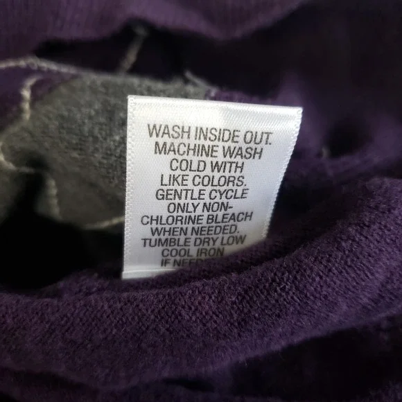 Croft & Barrow Argyle V Neck Sweater Mens Large Purple Grey Cotton Blend Knit - Picture 6 of 6